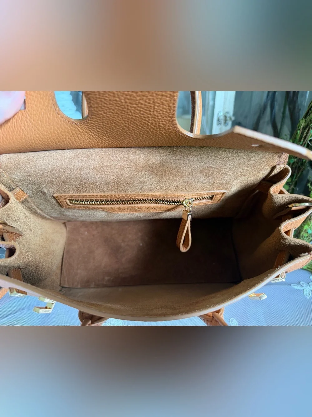 NWOT Teddy Blake Gigi Stampato Camel Leather Top-Handle 11” Satchel